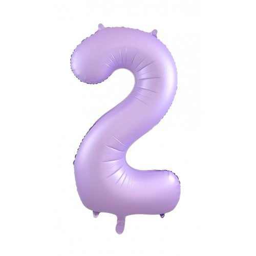 Matt Pastel Lilac 86 cm Number 2 Supershape Foil Balloon
