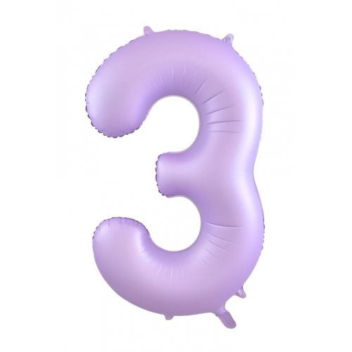 Matt Pastel Lilac 86 cm Number 3 Supershape Foil Balloon