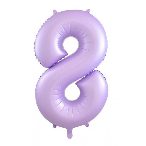 Matt Pastel Lilac 86 cm Number 8 Supershape Foil Balloon