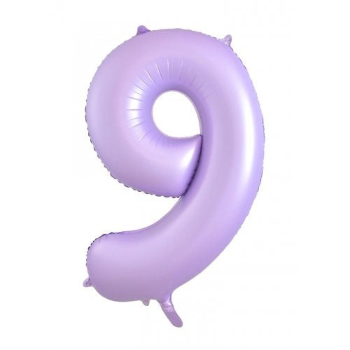 Matt Pastel Lilac 86 cm Number 9 Supershape Foil Balloon