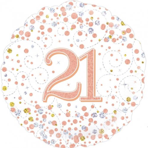 Sparkling Fizz Rose Gold 21 Holographic Foil Balloon