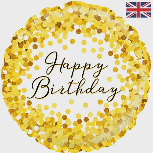 Gold Sparkle Holographic Happy Birthday Foil Balloon