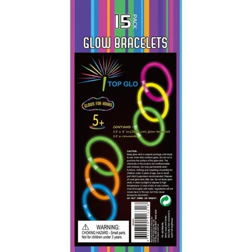 Glow Bracelets Pack of 15 - Assorted Colours