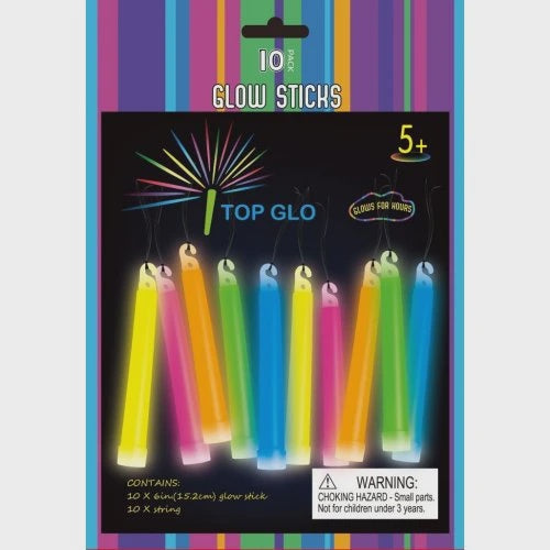 Glow Stick Pack of 10 - Assorted Colours