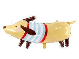 Matte Dachshund with Stripe Shirt Foil Balloon