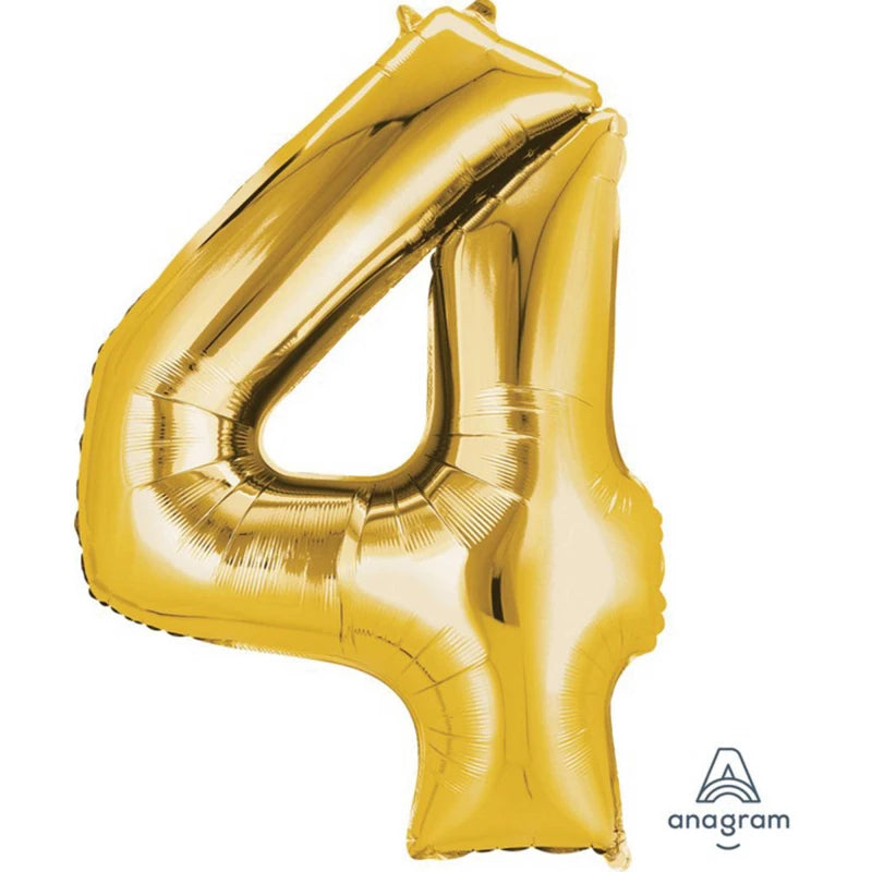 Gold Number 4 Foil Balloon