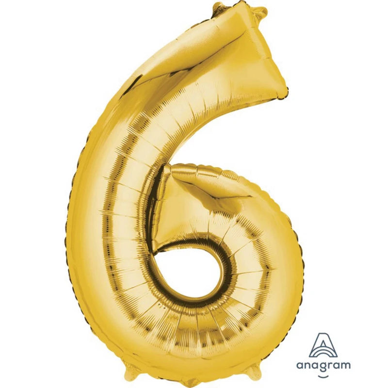 Gold Number 6  Foil Balloon