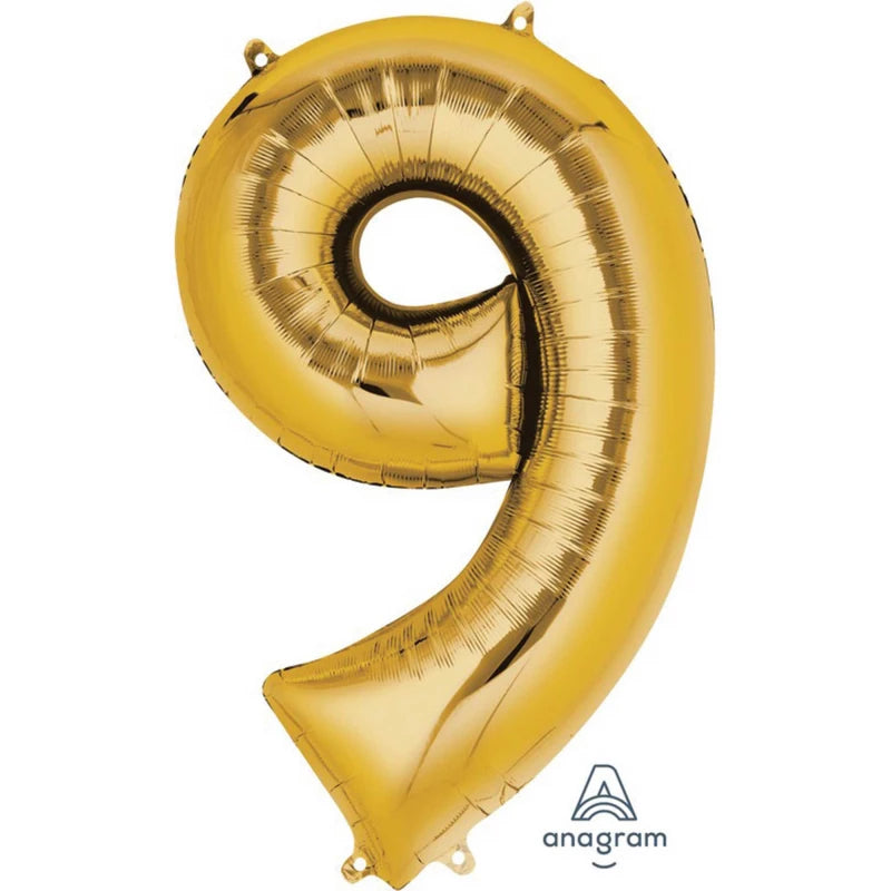 Gold Number 9 Foil Balloon