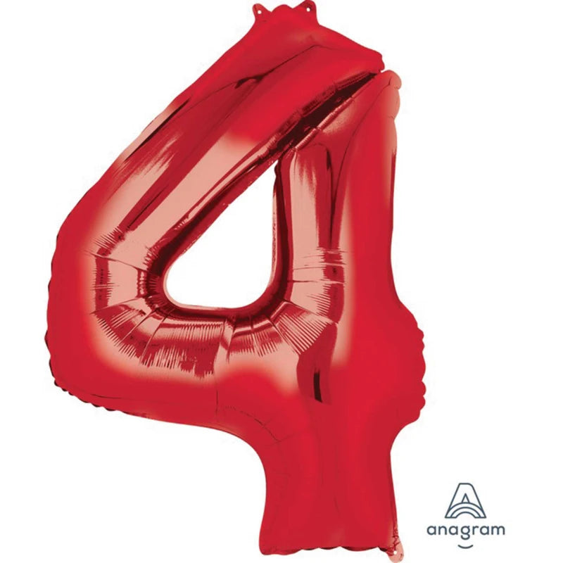 Red Number 4 Supershape Foil Balloon