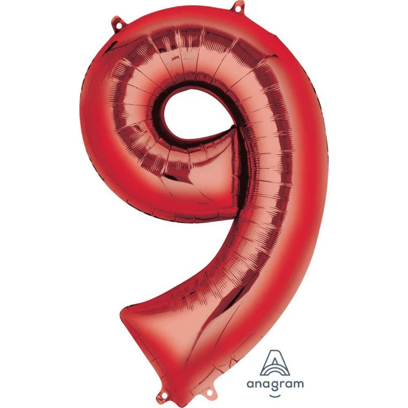 Red Number 9 Supershape Foil Balloon