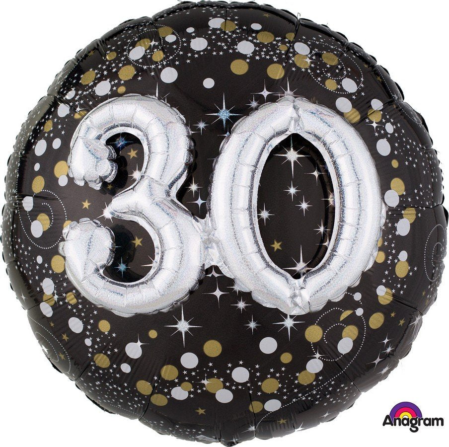 Holographic Sparkling 30th Birthday Balloon 81cm