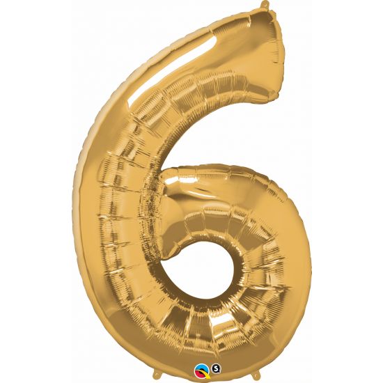 Number 6 Foil Balloon in Gold 86cm