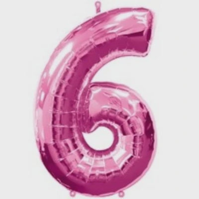 Pink Number 6 Supershape Foil Balloon