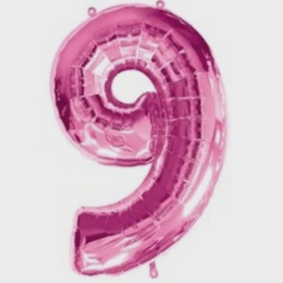 Pink Number 9 Supershape Foil Balloon