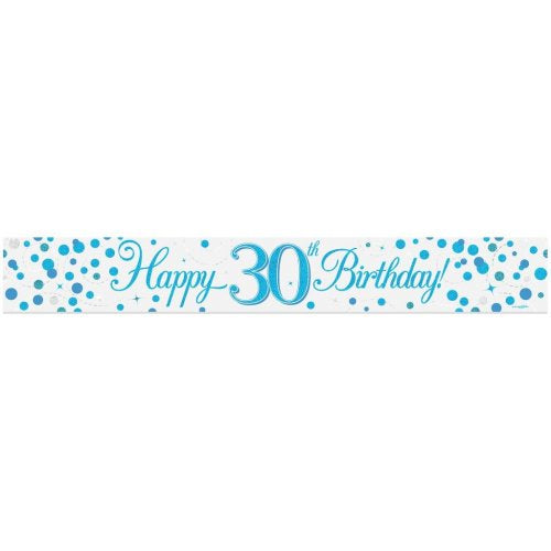 Sparkling Fizz Blue 30th Birthday Banner