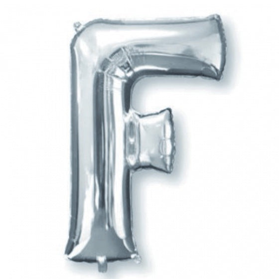 Silver Letter F Supershape Foil Balloon