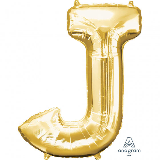 Gold Letter J Supershape Foil Balloon