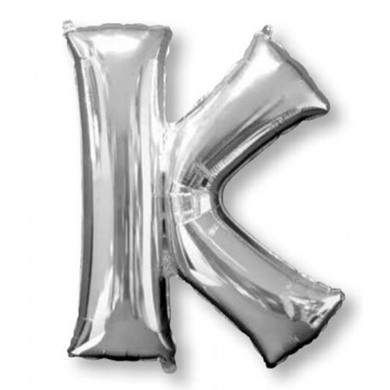 Silver Letter K SuperShape Foil Balloon