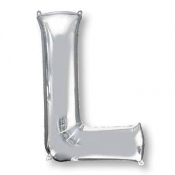 Silver Letter L Supershape Foil Balloon