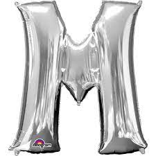 Silver Letter M Supershape Foil Balloon