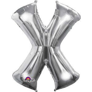 Silver Letter X Supershape Foil Balloon