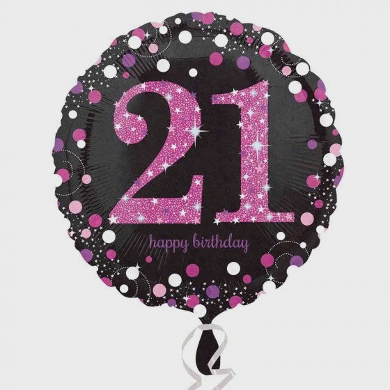 Pink/Black Sparkle Birthday Foil Balloon