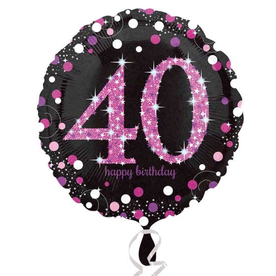 Pink Celebration 40 Holographic Foil Balloon