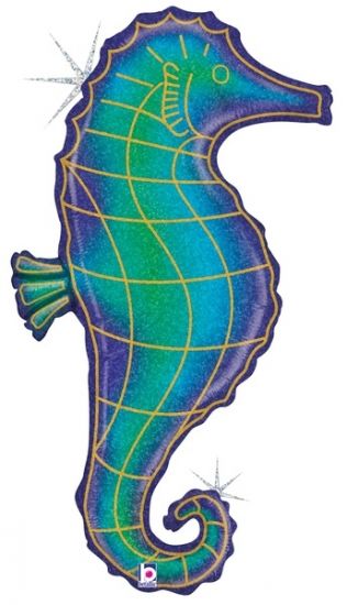 Holographic Seahorse Balloon 36in