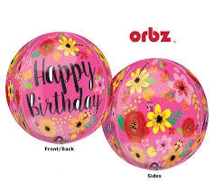 Happy Birthday Pink Floral Orbz