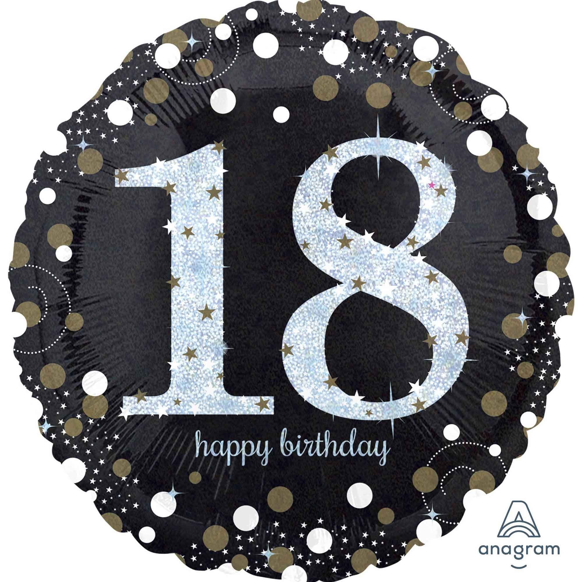 18th Black Holographic Sparkling Birthday Foil Balloon