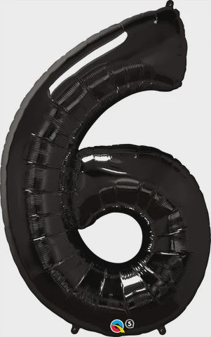 Number 6 Black Megaloon Foil Balloon