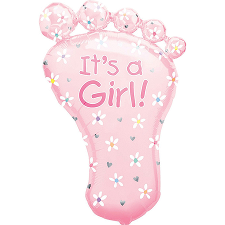 It's A Girl Foot-Shaped Pink Supershape Foil Balloon