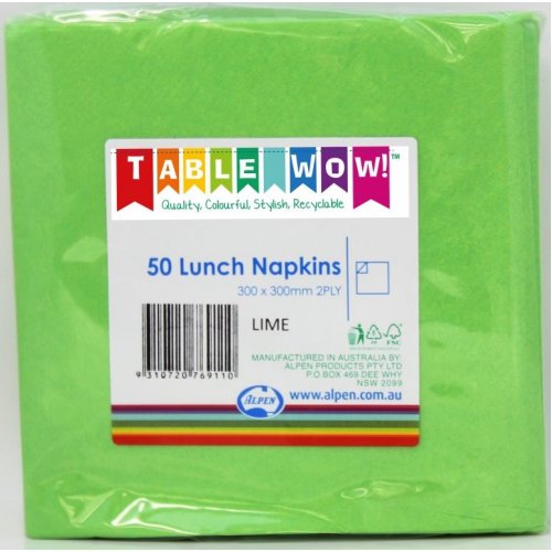 Lime Green Lunch Napkins Pack of 50