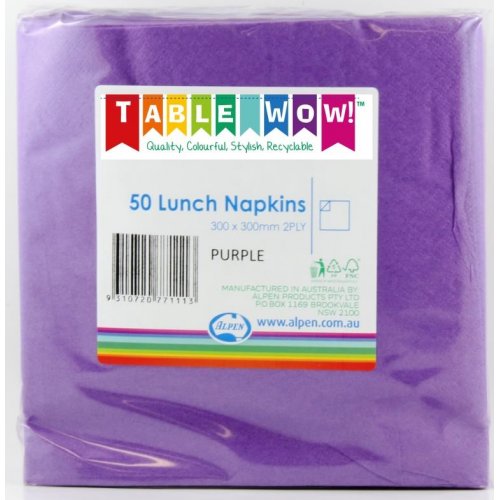 Purple Lunch Napkins Pack of 50