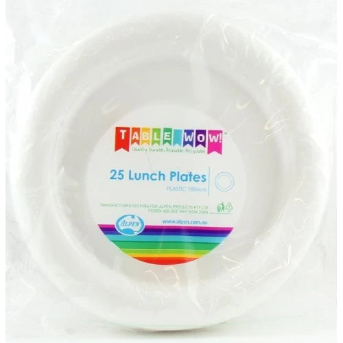 White Plastic Lunch Plates Pack of 20