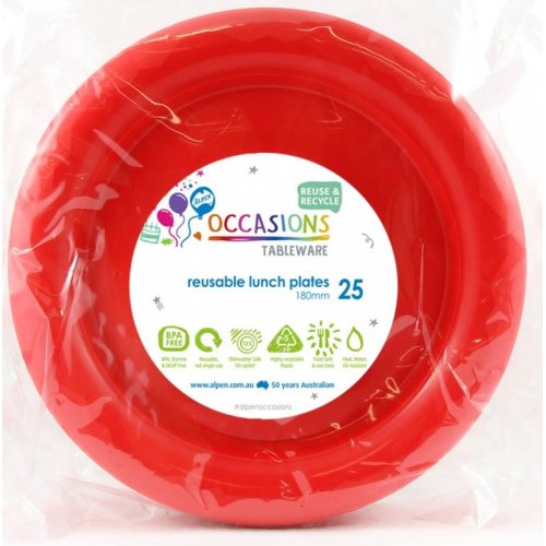 Red Plastic Lunch Plates Pack of 20