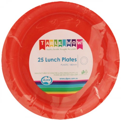 Lunch Plate Plastic 18cm 20pk Orange