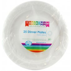 White Plastic Dinner Plates Pack of 20