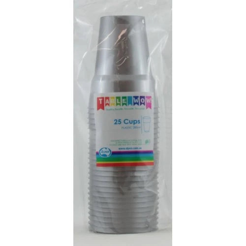 Silver Plastic Cups 285ml 20pk