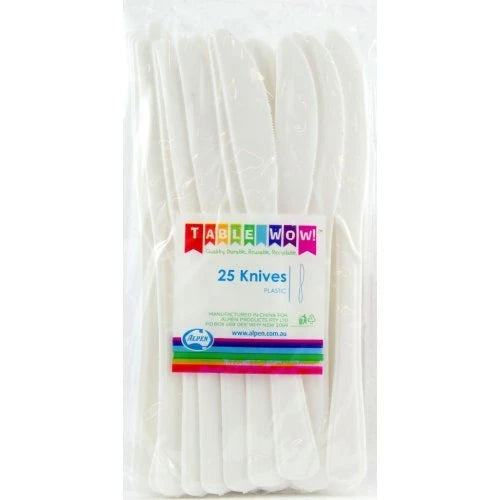 White Plastic Knives Pack of 20