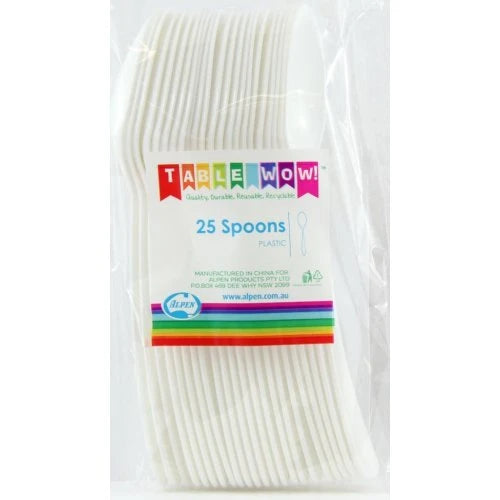 White Plastic Spoons Pack of 20