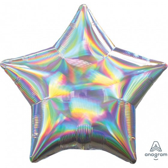 Holographic Silver Star 19 inch Foil Balloon
