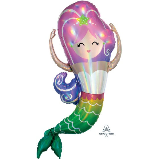 Holographic Iridescent Mermaid Supershape Foil Balloon