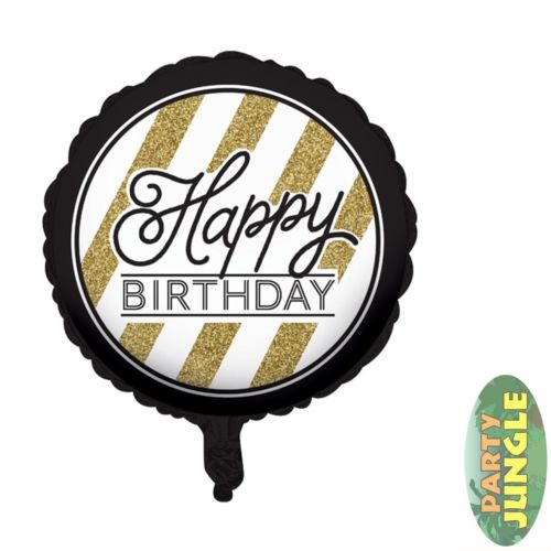 Happy Birthday Black & Gold Balloon