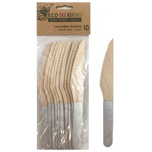 Wooden Knife-Silver, 10 Pack