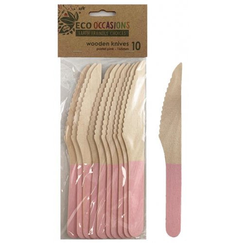 Wooden Knife-Light Pink, 10 Pack