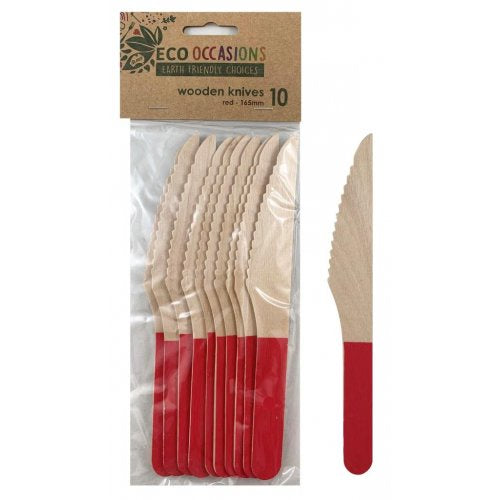 Wooden Knife-Red, 10 Pack