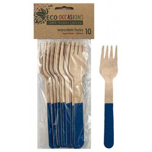 Wooden Fork-Royal Blue, 10 Pack