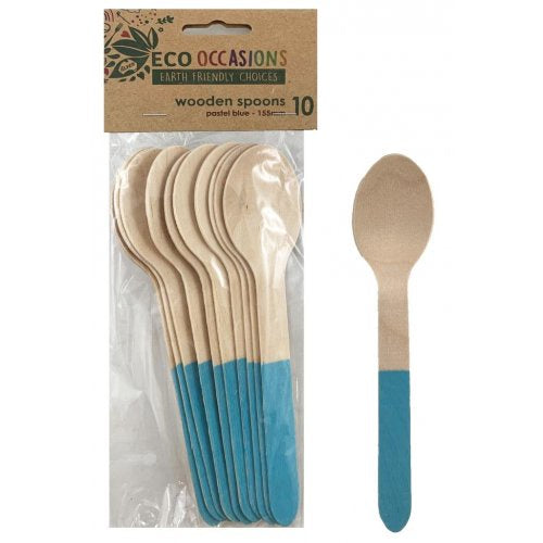 Wooden Spoon-Light Blue, 10 Pack
