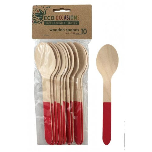 Wooden Spoon-Red, 10 Pack